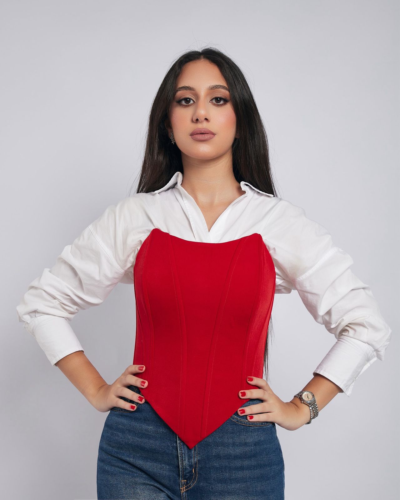 red plain corset